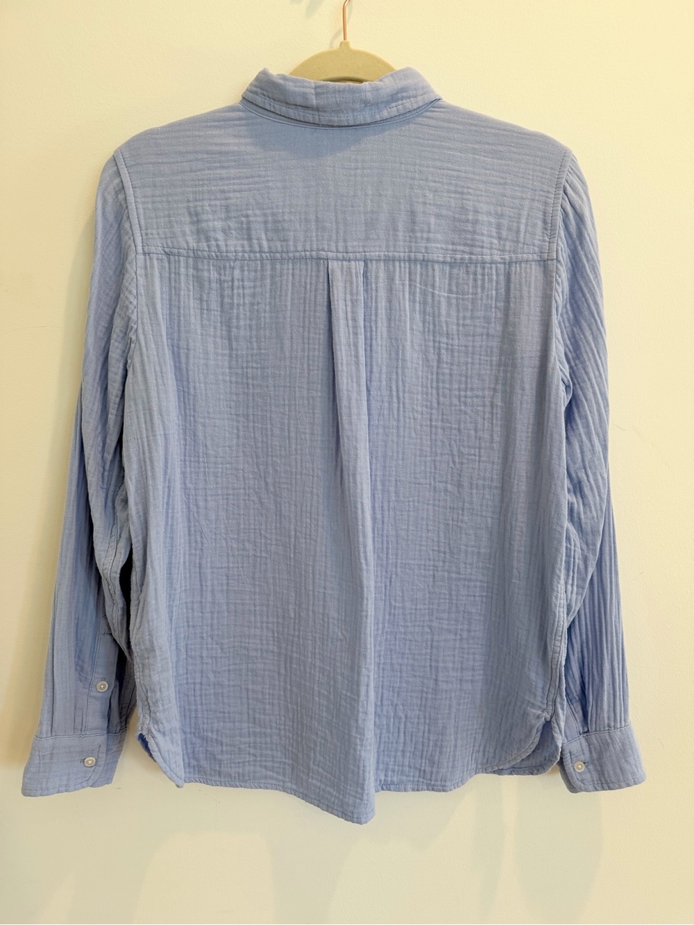 J. Crew Factory Cotton Gauze Light Blue Button-Down Shirt, Size Medium - Picture 6 of 7